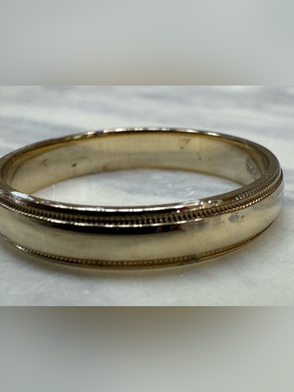 JX ALY Gold Tone Milgrain Wedding Band Ring Size 10.5 Vintage Unisex - Picture 3 of 16
